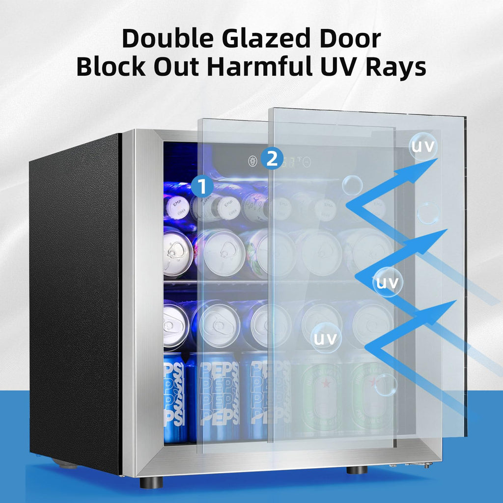 Antarctic Star 12 Bottle 48 Can Beverage Refrigerator Cooler - Mini Fridge Glass Door for Beer Soda Drinks or Wine,Freestanding Beverage Fridge for Home and Bar with Adjustable Shelving, 1.3 Cu. Ft.