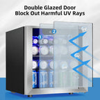 Antarctic Star 12 Bottle 48 Can Beverage Refrigerator Cooler - Mini Fridge Glass Door for Beer Soda Drinks or Wine,Freestanding Beverage Fridge for Home and Bar with Adjustable Shelving, 1.3 Cu. Ft.