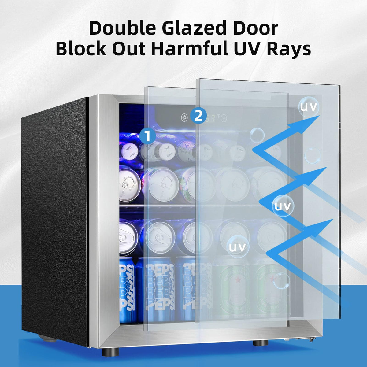 Antarctic Star 12 Bottle 48 Can Beverage Refrigerator Cooler - Mini Fridge Glass Door for Beer Soda Drinks or Wine,Freestanding Beverage Fridge for Home and Bar with Adjustable Shelving, 1.3 Cu. Ft.