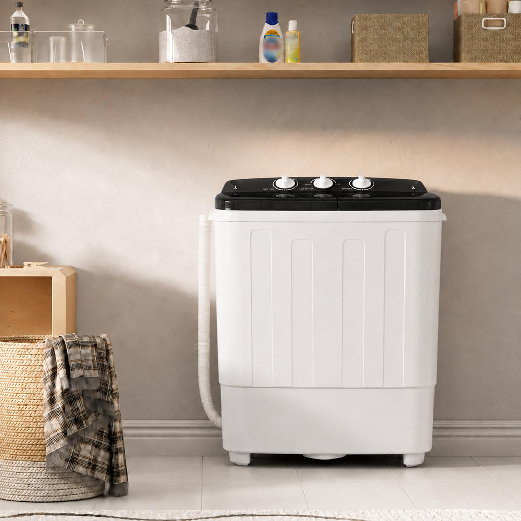 Superday Portable Washing Machine, 25.4lbs Mini Washing Machine and Spin Dryer Combo, Mini Twin Tub Laundry Machine for Camping, Apartments, Dorms, College Rooms, RV, Delicates, Grey
