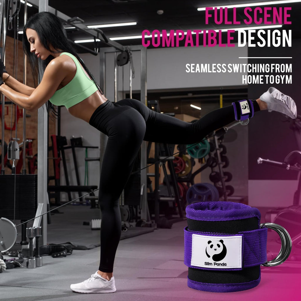 Slim Panda Ankle Straps for Cable Machines, Cable Kickback Ankle Cuffs
