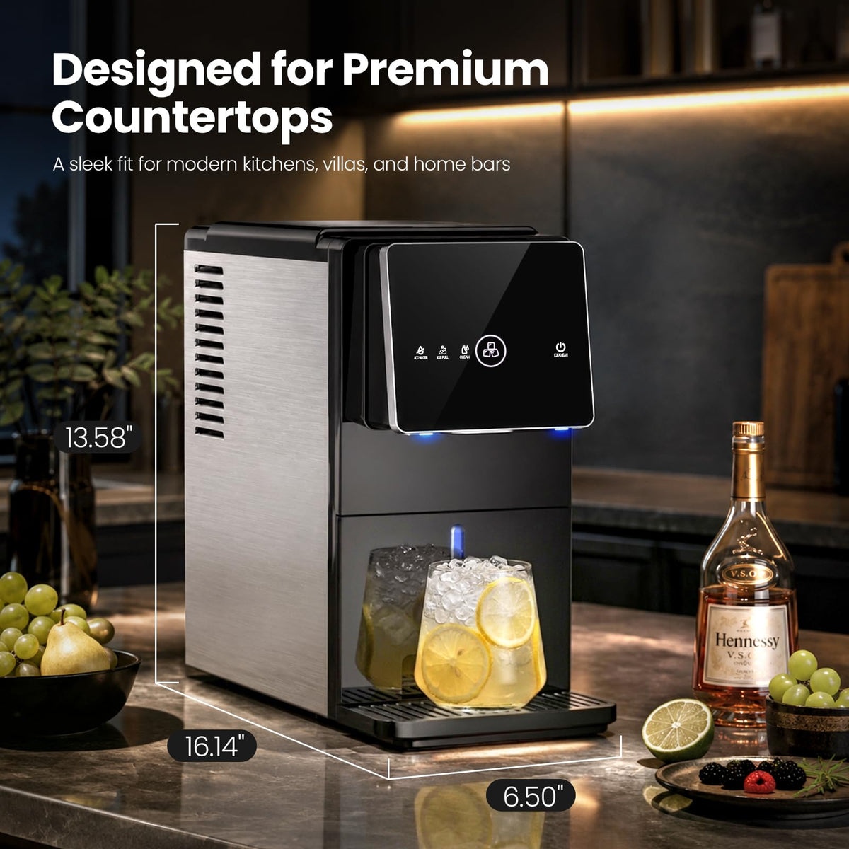 AGLUCKY Nugget Ice Makers Countertop, 35 lbs/24hrs Auto Drop Ice