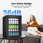 Feelfunn 2.6CuFt Beverage Refrigerator, 95 Can Mini Fridge with Glass Door