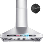 Range Hood 30 Inch, 900 CFM Wall Mount Range Hood with Voice, Gesture & Touch Control, Stainless Steel Kitchen Vent Hood with 4-Speed Fan, Adjustable LED Lights, Ducted/Ductless Convertible