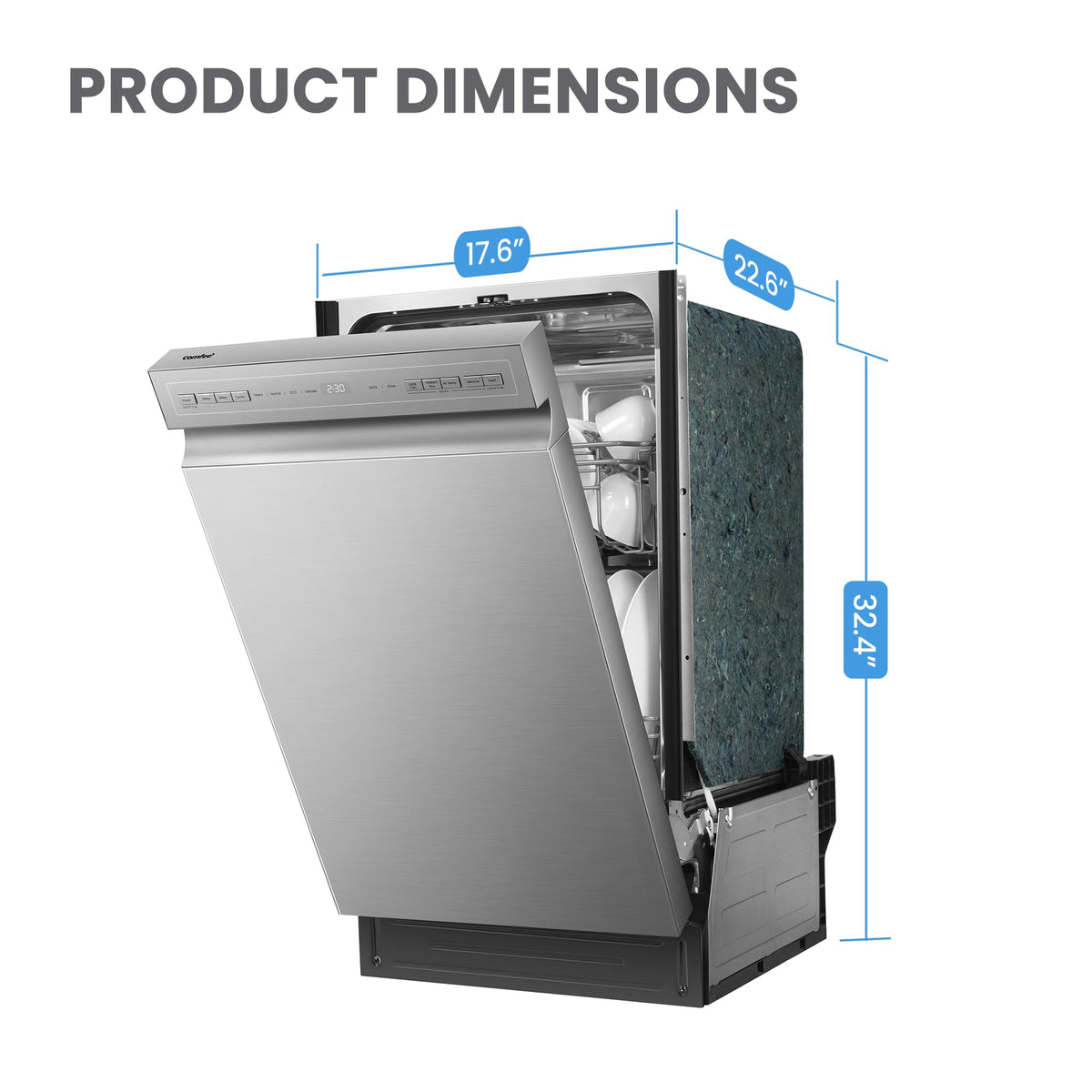 COMFEE' 18 Inch Built-in Dishwasher, Energy Star & NSF, Stainless Steel Tub