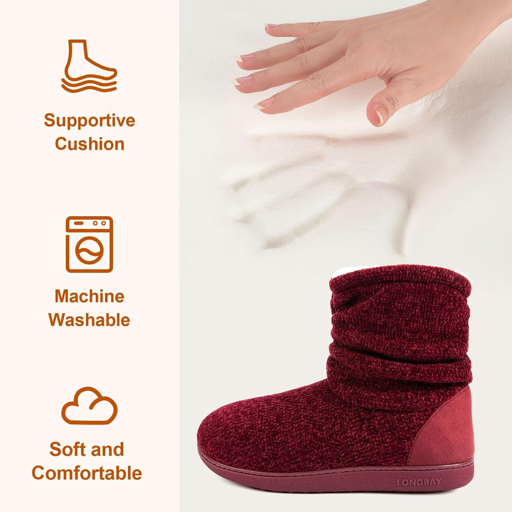 LongBay Women Slipper Boots Warm Memory Foam Indoor Outdoor House Shoe Gift