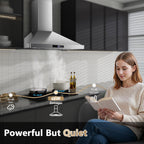 24 inch Range Hood, Ducted/Ductless Range Hood 450CFM, Wall Mount
