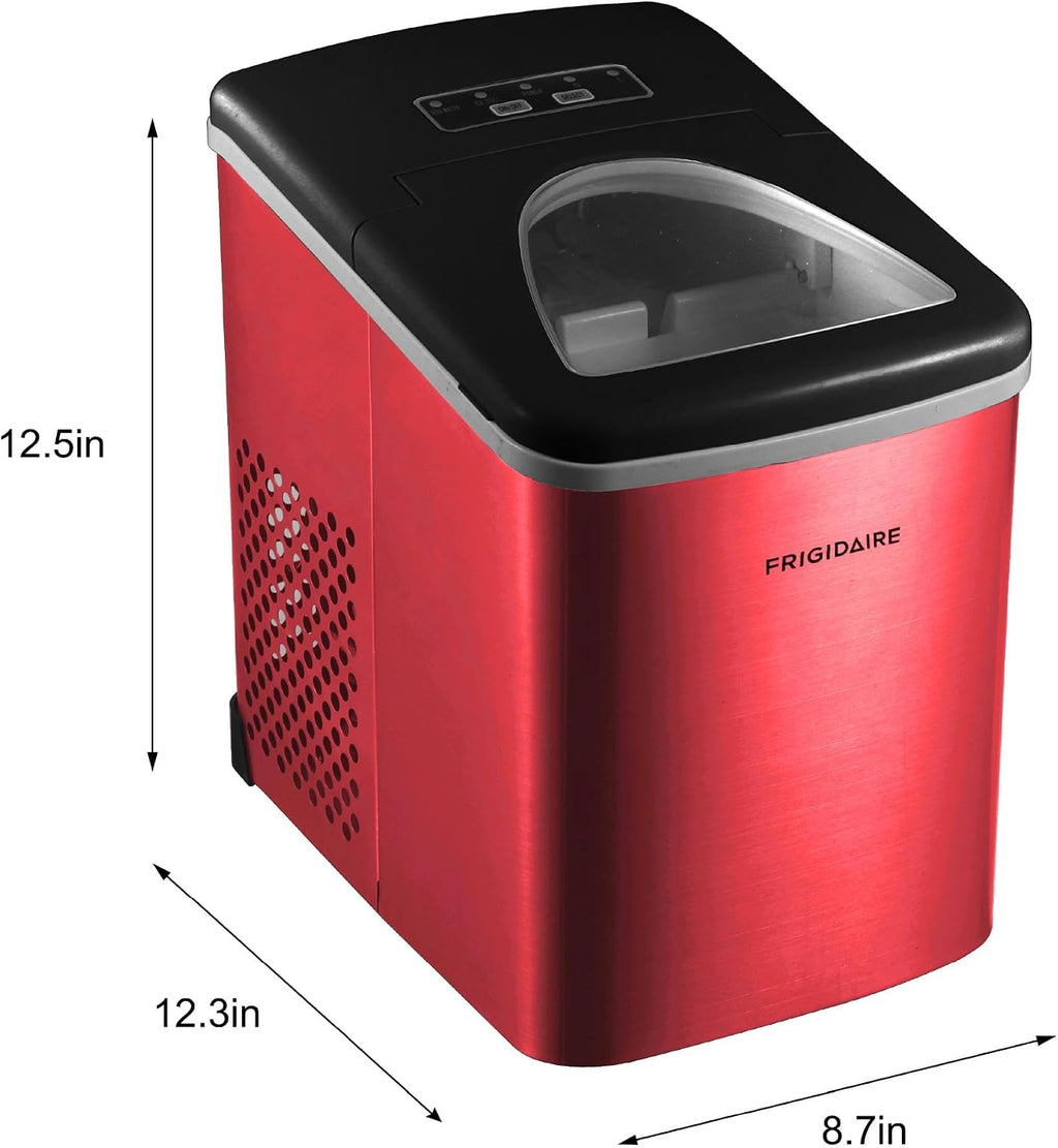Frigidaire 26 Lbs per Day Portable Compact Maker, Ice Making Machine, Red Stainless, Medium