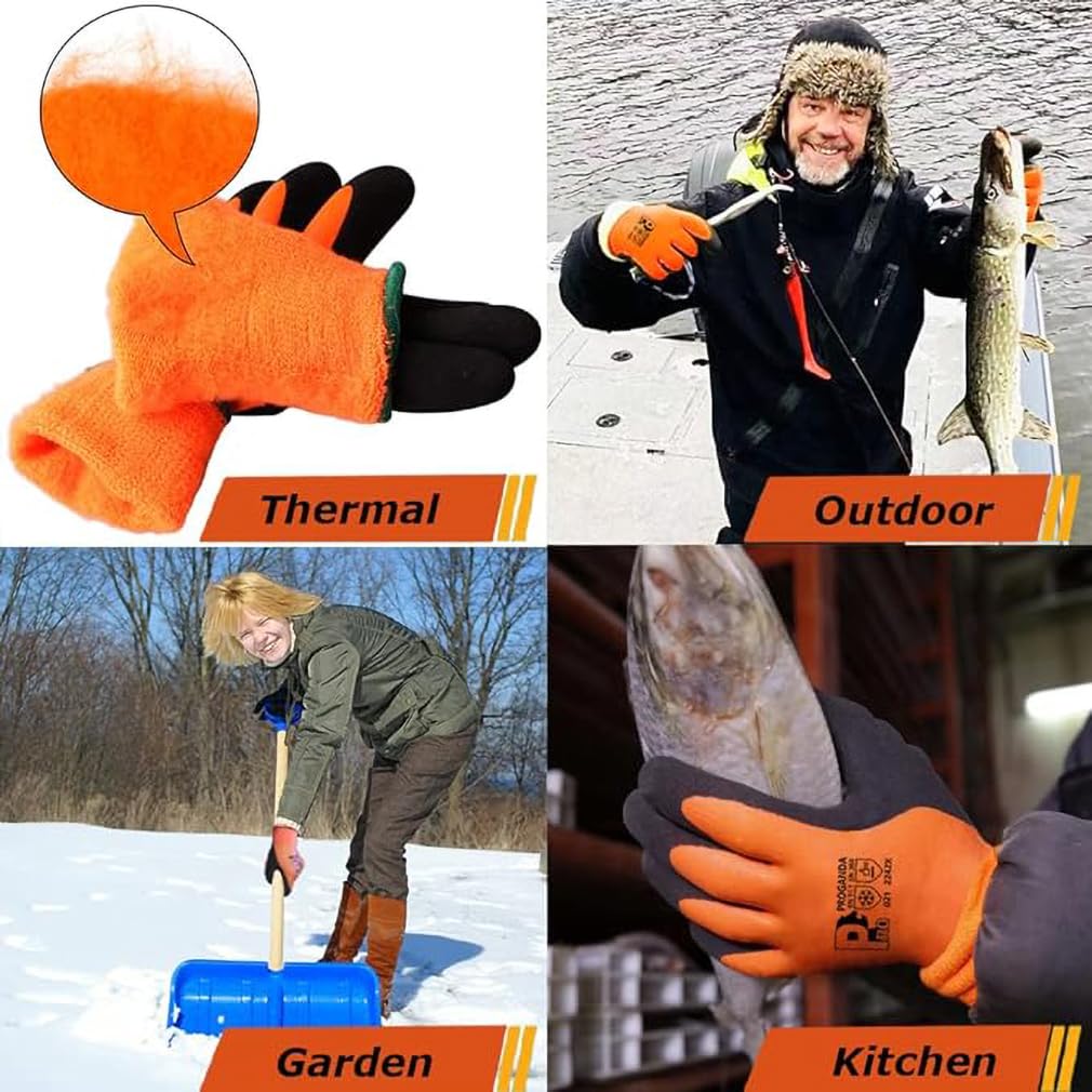 Winter Work Gloves Thermal Fleece Liner Waterproof Coating Superior Grip for Cold Weather Car Washing Gardening Fishing Multipurpose