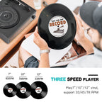 Seasonlife® Retro Vinyl Record Player with Stereo Speakers,Walnut Brown
