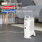 Russell Hobbs 2000W/2KW Oil Filled Radiator, 9 Fin Portable Electric Heater - White, Adjustable Thermostat with 3 Heat Settings, Safety Cut-off, 20 m sq Room Size, RHOFR5002, 2 Year Guarantee