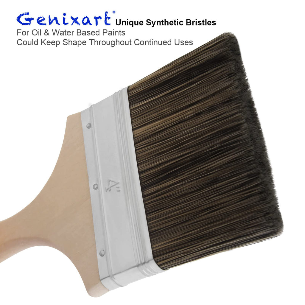 Genixart Double Thick Chip Paint Brush, Wood Stain Brush for Fence, 4 Inch