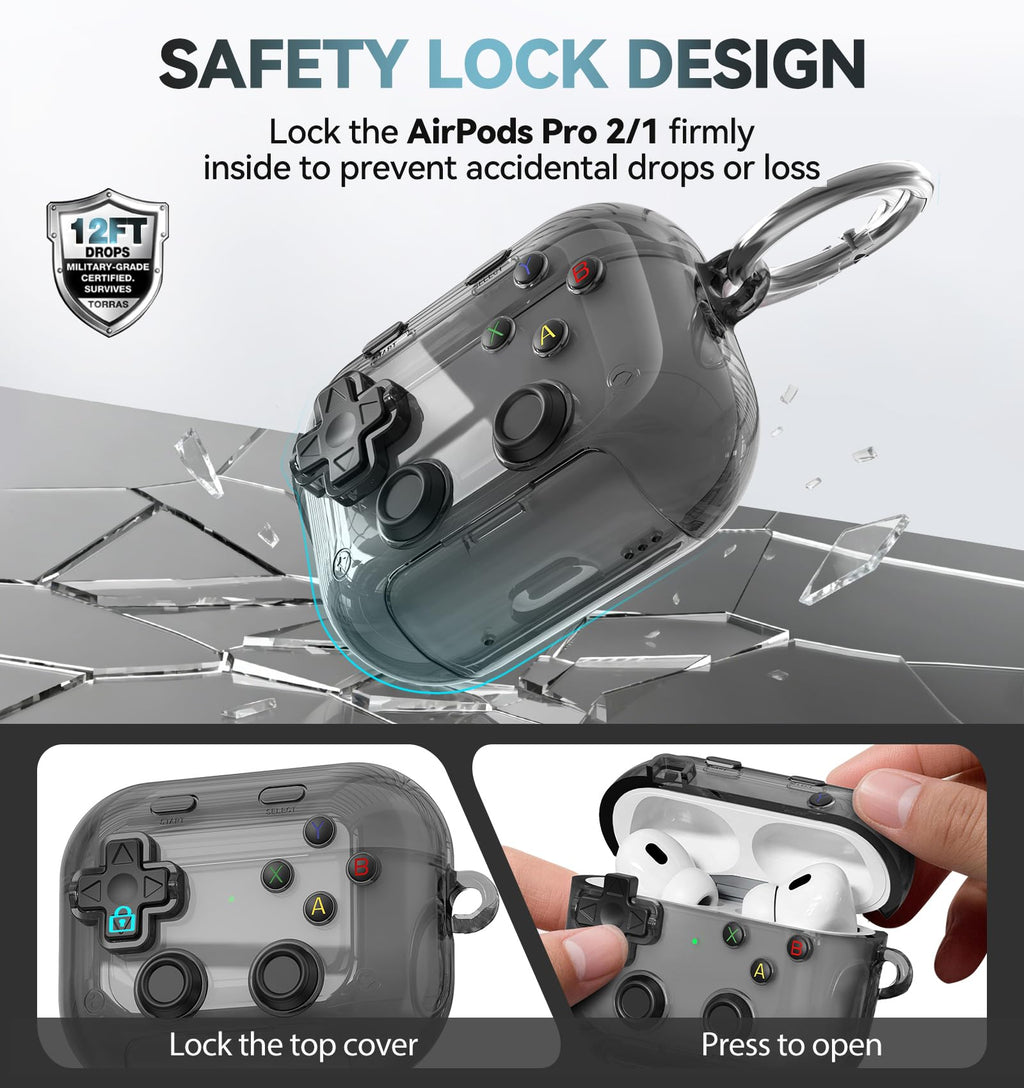 for AirPods Pro 3 Case Cover 2025 with Safety Lock-Clear White
