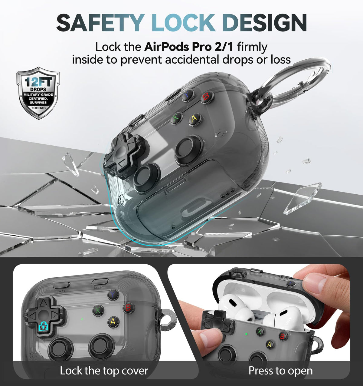 for AirPods Pro 3 Case Cover 2025 with Safety Lock-Clear White