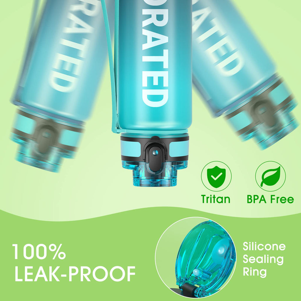 Sahara Sailor Water Bottle 1L, Leakproof Tritan Bottle with Time Marker