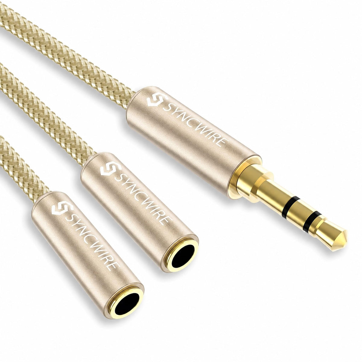 SYNCWIRE Headphone Splitter, 3.5mm Nylon-Braided Male to 2 Female Y Cable