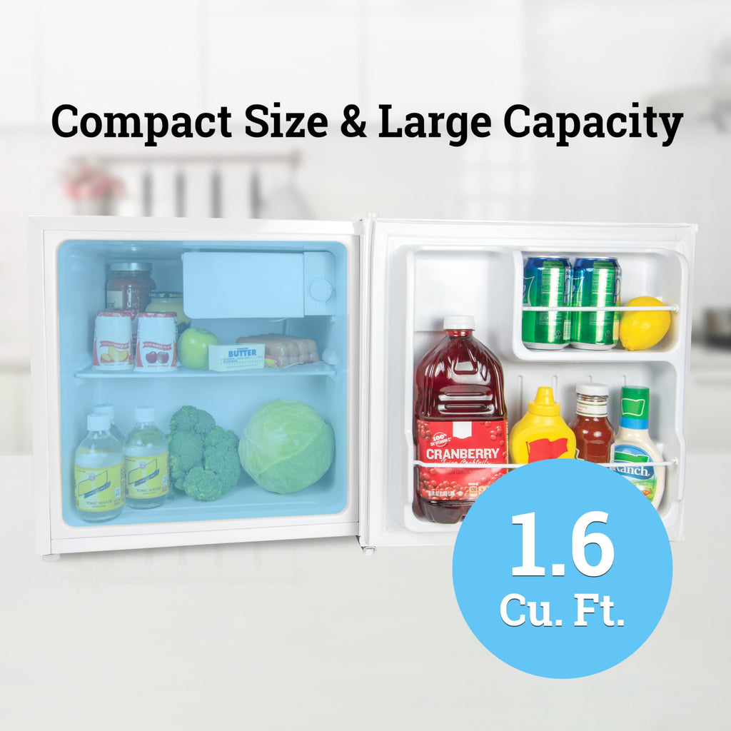 Igloo 2.6 Cu.Ft Mini Fridge with Freezer- Single Door Compact Refrigerator with Glass Shelves for Homes, Dorms & Offices- Keep Snacks, Drinks & Frozen Foods Cool with Temperature Control Fridge- White