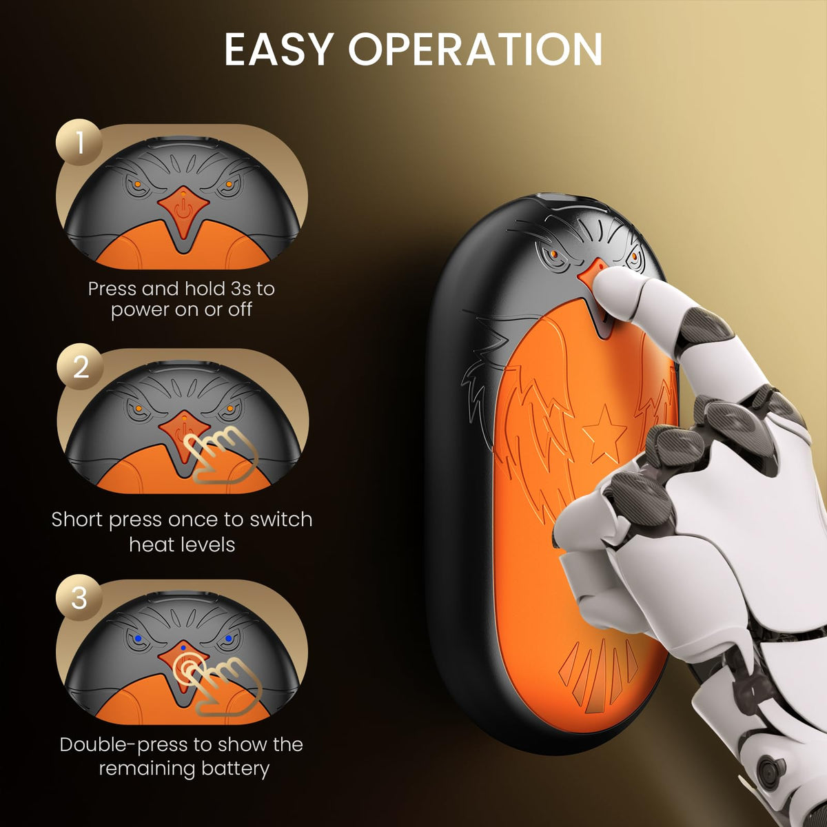 Rechargeable Hand Warmers 2 Pack, 24 Hrs Warmth, Magnetic Electric Heater