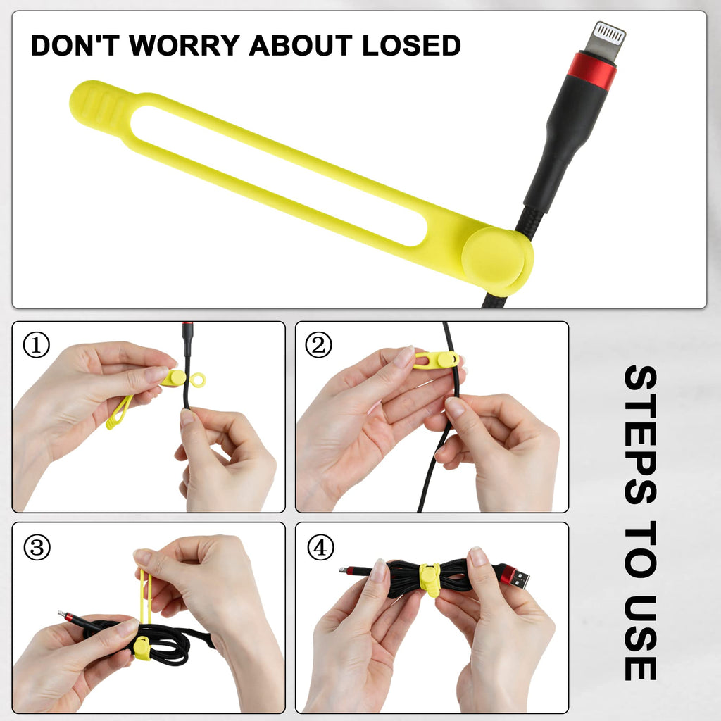 24Pcs Silicone Cable Ties, Cord Organizer Cable Management-Multi