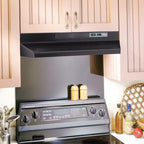 Broan-NuTone F403011 Insert with Light, Exhaust Fan for Under Cabinet Two-Speed Four-Way Convertible Range Hood, 30-Inch, White on White