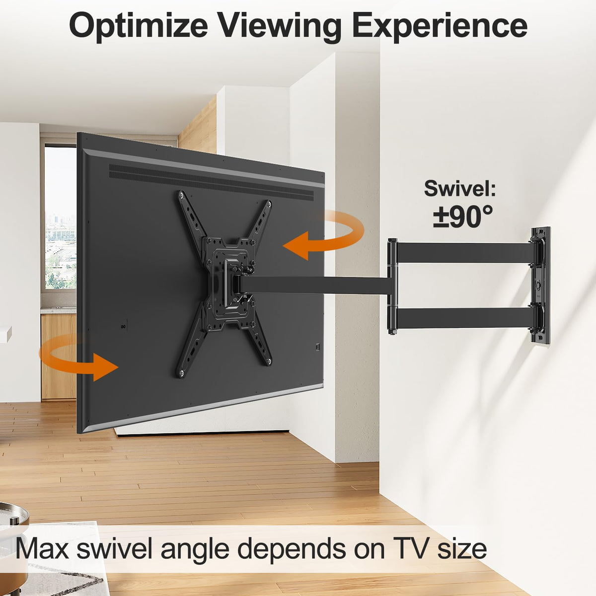 ELIVED Full Motion TV Wall Mount for 26-60" TVs, Max VESA 400x400, 77 lbs.