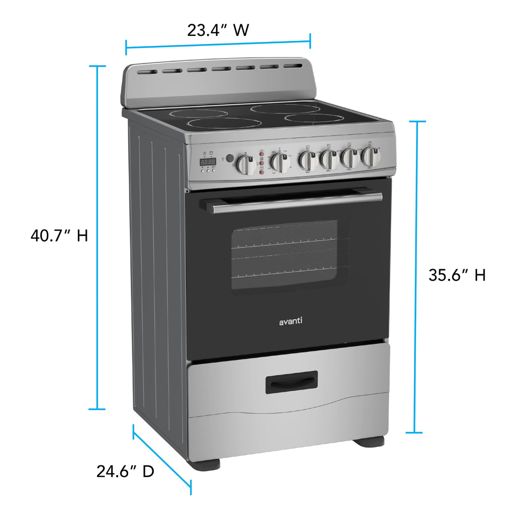Avanti 20-Inch Freestanding Electric Range with Ceramic Glass Cooktop, in Black (CERU200P1B)