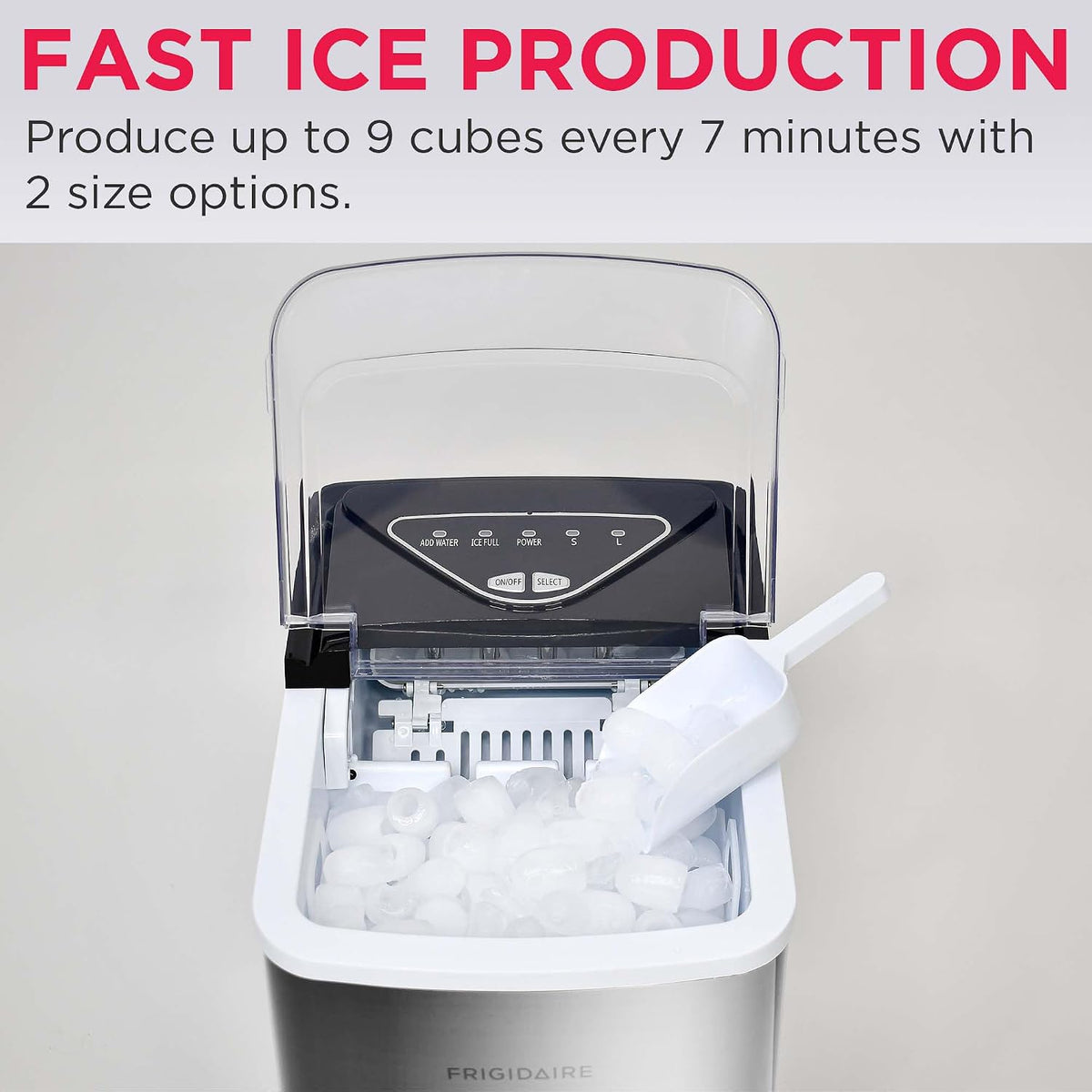 Frigidaire EFIC123-SS Counter Top Maker, Produces 26 pounds Ice per Day, Stainless Steel