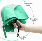 Compact Travel Umbrella, Windproof Automatic Folding with Fiberglass Ribs