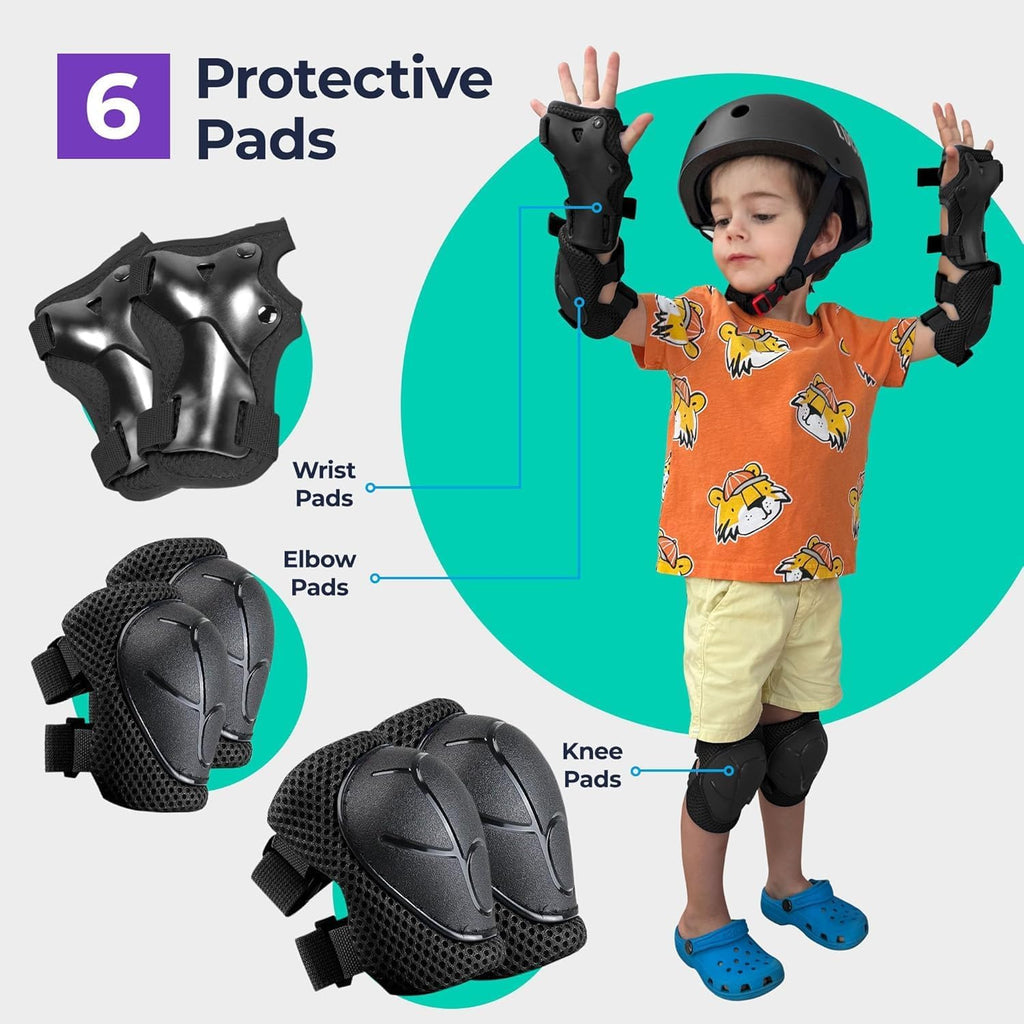 Niftii Bike Helmet & Pads Set for Kids - Cycling Skateboard Ages 3-15