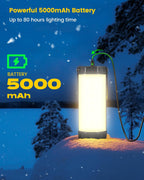 Glocusent Survival Camping Light, 1200LM Brightness Camping Lantern, 80Hrs Runtime & Rechargeable, IP68 Waterproof, 5 Levels & SOS, Compact Camping Lights for Tents, Hiking, Blackout, Hurricane