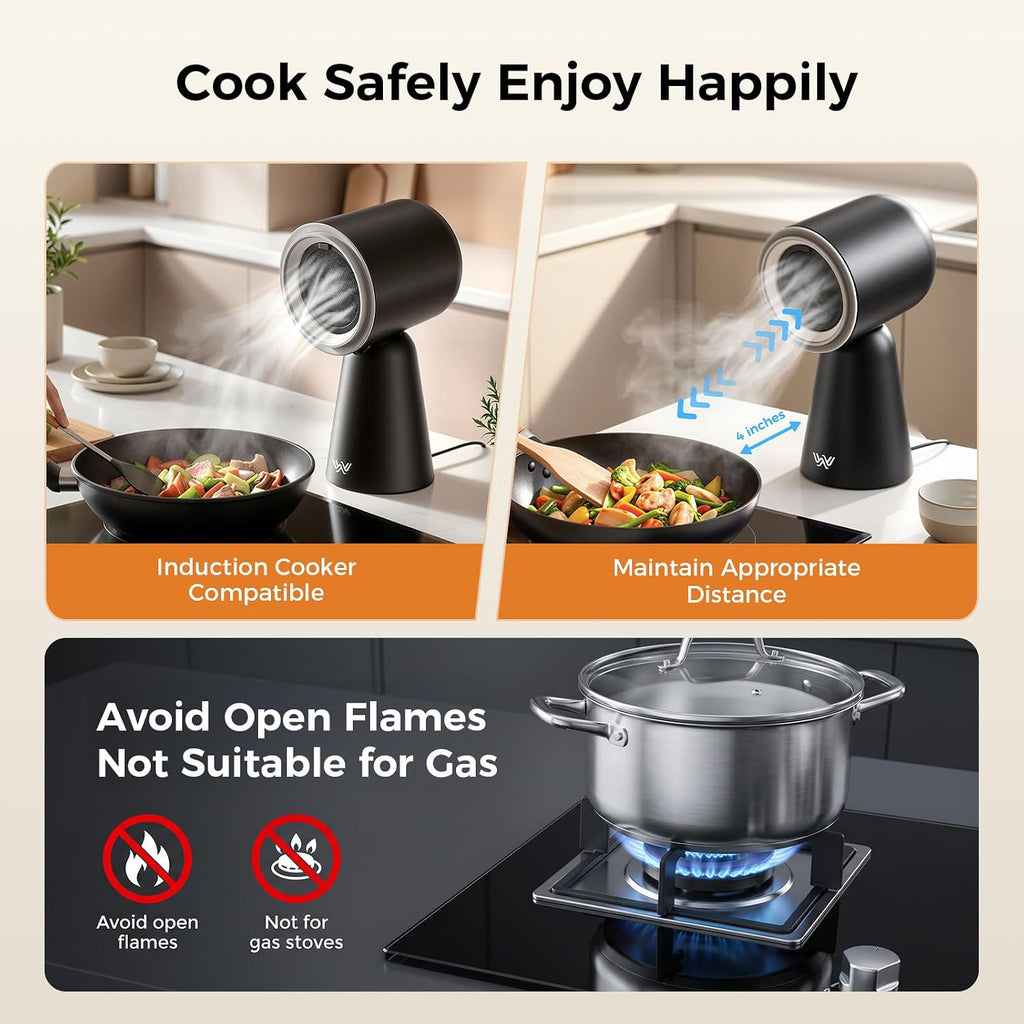 Portable Range Hood with LED Light, 3-Speed Exhaust kitchen Fan