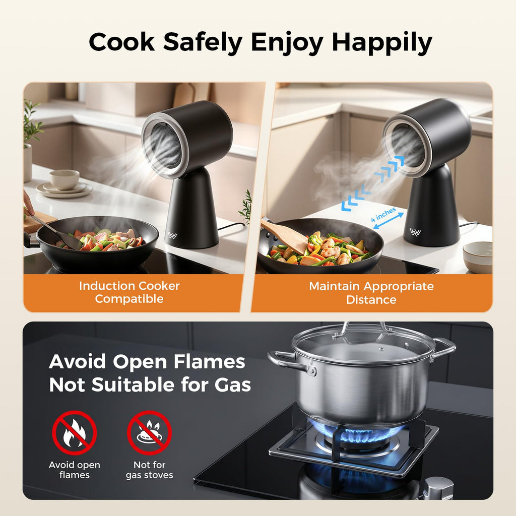 Portable Range Hood with LED Light, 3-Speed Exhaust kitchen Fan