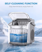 Electactic Portable Ice Maker Countertop,8 Bullet Ice in 6 Mins,2 Ice Size