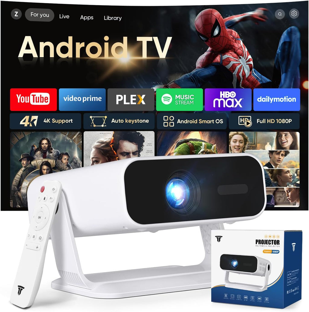 2026 New Smart Projector Built-in Apps Android 14 Native 1080P 4K Supported
