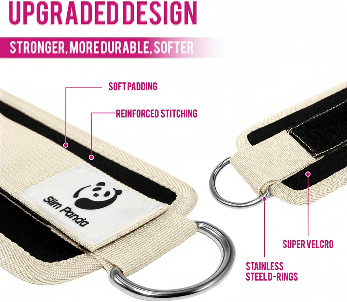 Slim Panda Ankle Straps for Cable Machines, Cable Kickback Ankle Cuffs
