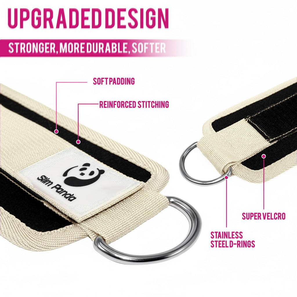 Slim Panda Ankle Straps for Cable Machines, Cable Kickback Ankle Cuffs