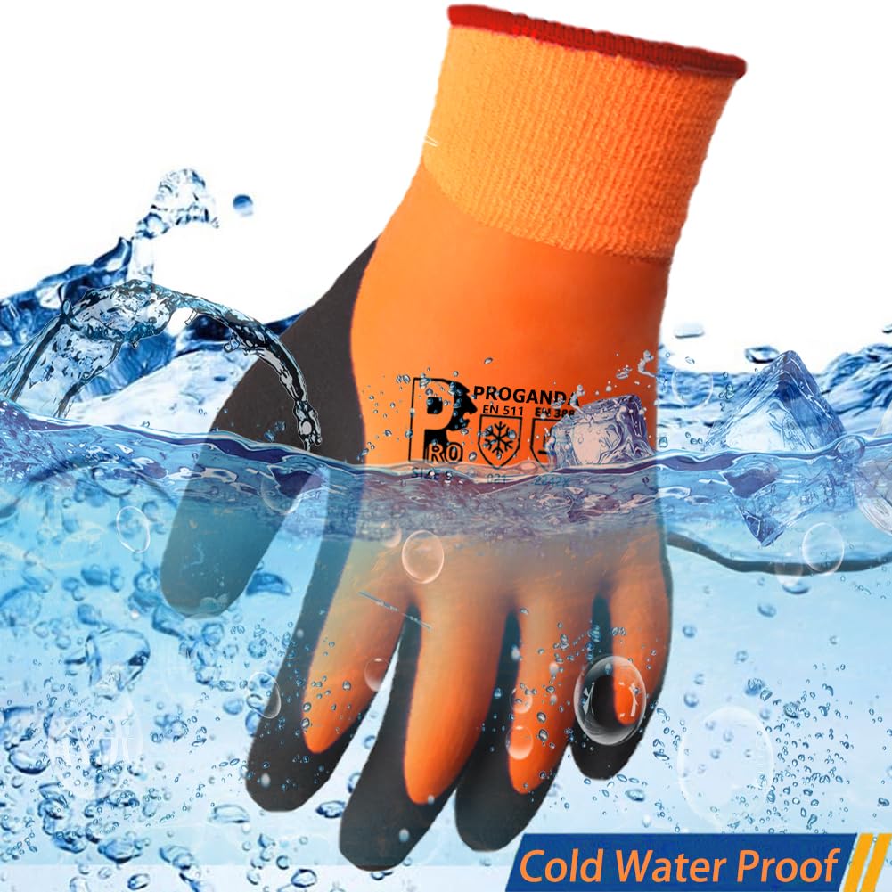 Winter Work Gloves Thermal Fleece Liner Waterproof Coating Superior Grip for Cold Weather Car Washing Gardening Fishing Multipurpose