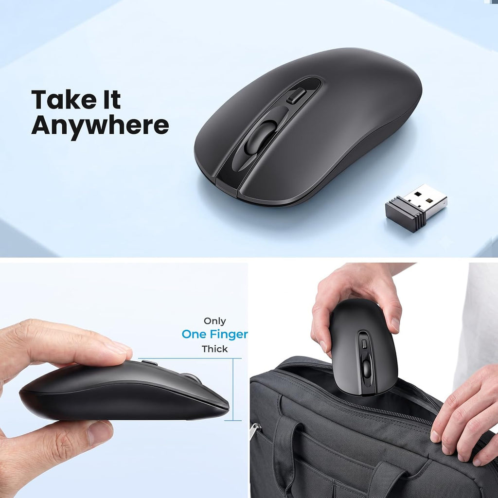 cimetech Wireless Mouse for Laptop, Portable Slim Silent Design for Left & Right Hand Users, Storable Nano Receiver, 800-1600 DPI, 2.4G Compact Computer Mice for MacBook, PC, Windows, Chromebook