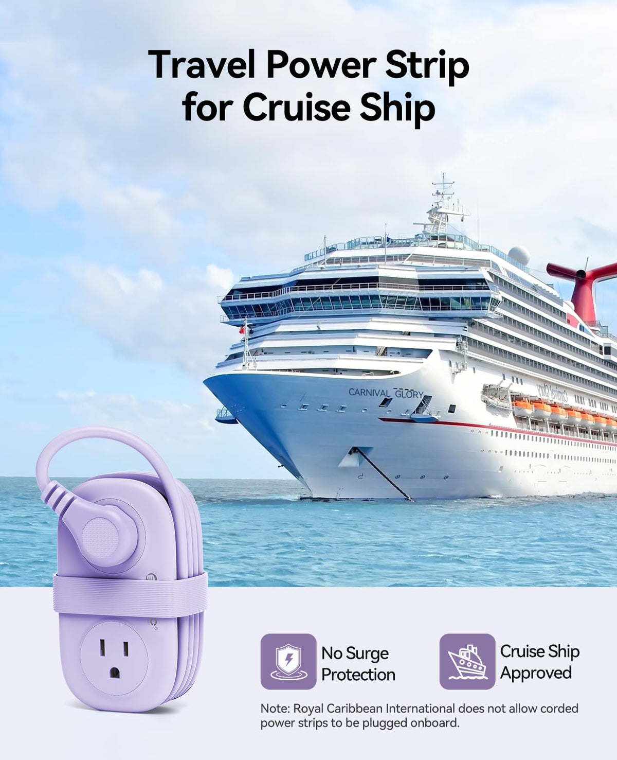 ORICO Cruise Approved Travel Power Strip, 4FT Wrap-Around Extension Cord