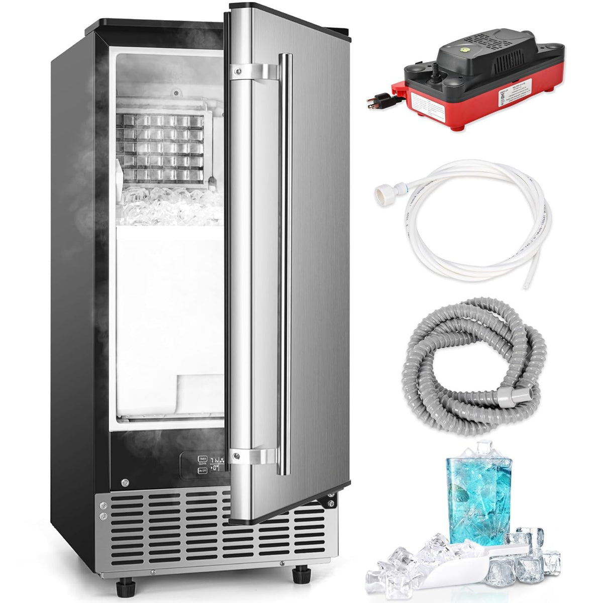 EUHOMY Nugget Ice Maker Countertop with Handle, Max 40lbs Daily Sonic Ice