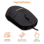 Amazon Basics Responsive and Precise 3-Button Wired USB Computer Mouse with Scrolling and Tracking, Single, Black