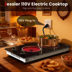 2 Burner Electric Cooktop 110V 2000W Countertop or Built-in