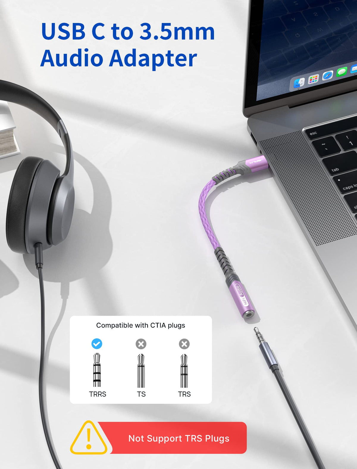JSAUX 2-Pack USB C to 3.5mm AUX Audio Adapter for iPhone 17, Galaxy S25
