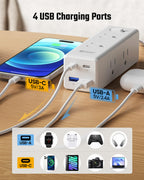 SUPERDANNY 15Ft Extension Cord with Multiple Outlets, Flat Plug Power Strip