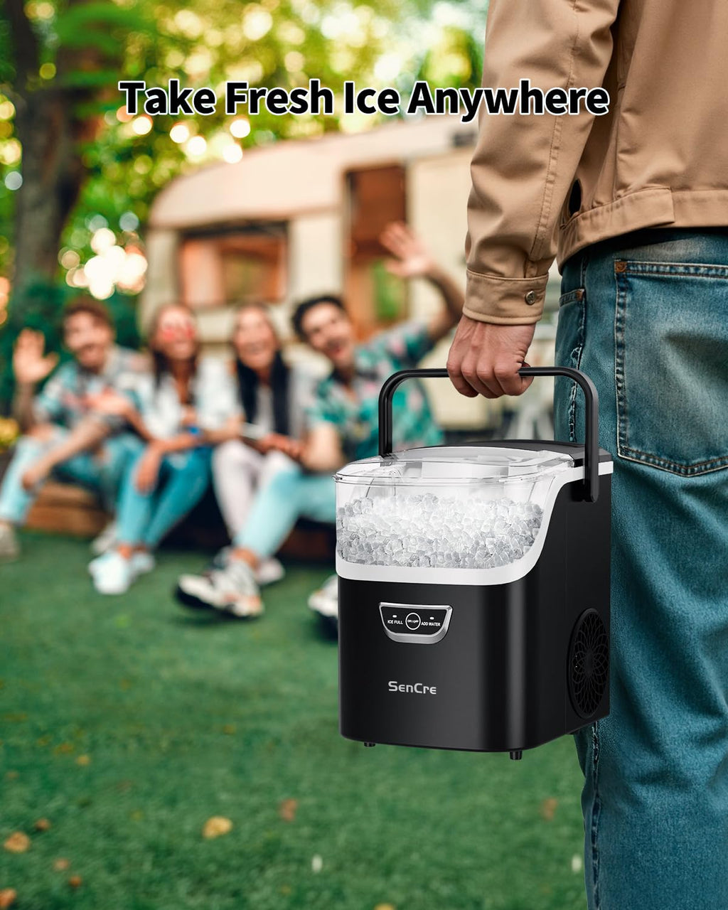 Nugget Ice Maker with Handle 40lbs/Day Countertop Ice Maker Soft Ice