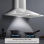24 inch Range Hood, Ducted/Ductless Range Hood 450CFM, Wall Mount