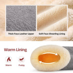 EverFoams Women's Suede Bootie Slippers Fuzzy Plush Collar Memory Foam