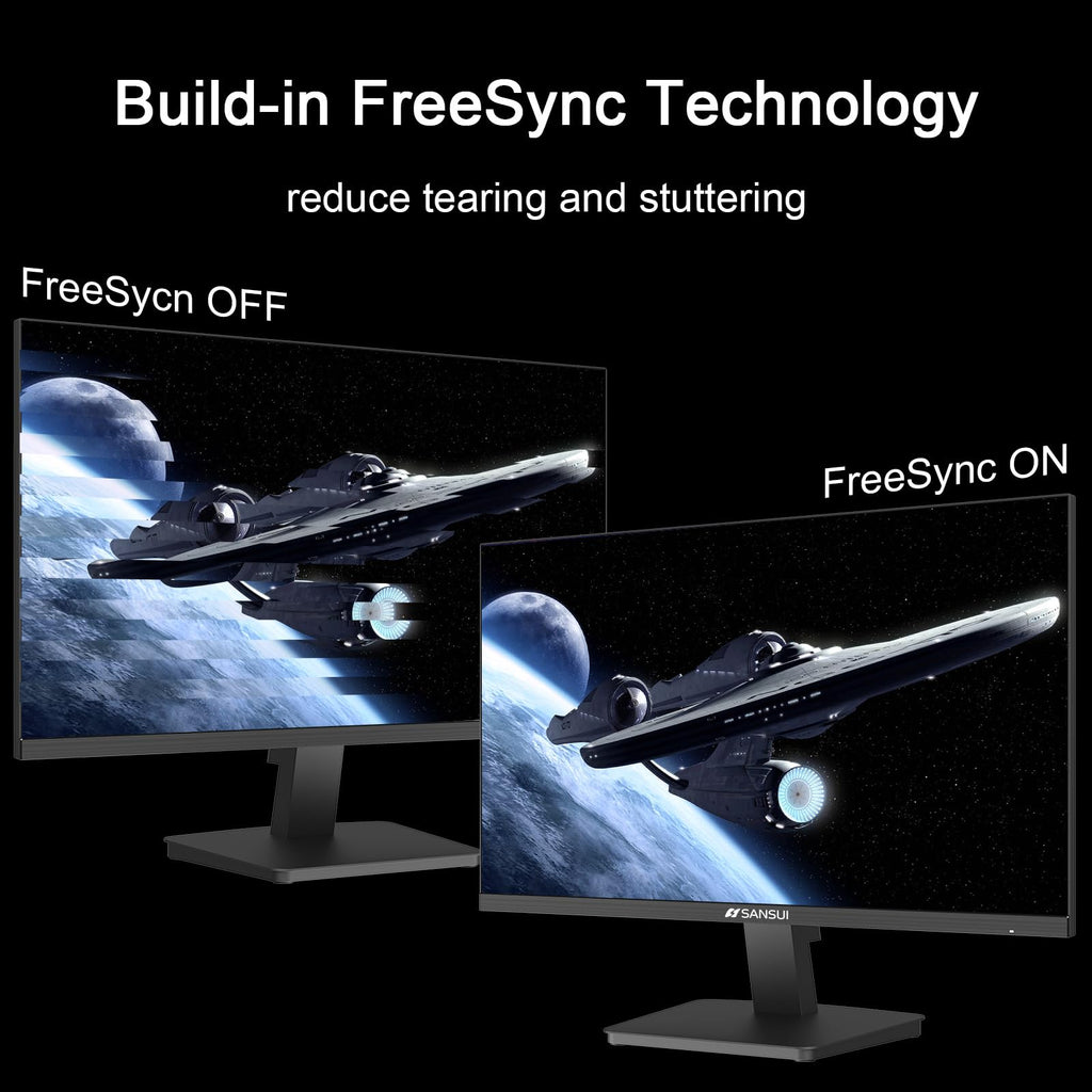 SANSUI 24 Inch Gaming Monitor 200Hz 1Ms FreeSync HDR 110% sRGB FHD 1080P Computer Monitor HDMI DP Ports Eye Care Frameless VESA Mount Cable Management(ES-G24F4L HDMI Cable Included)