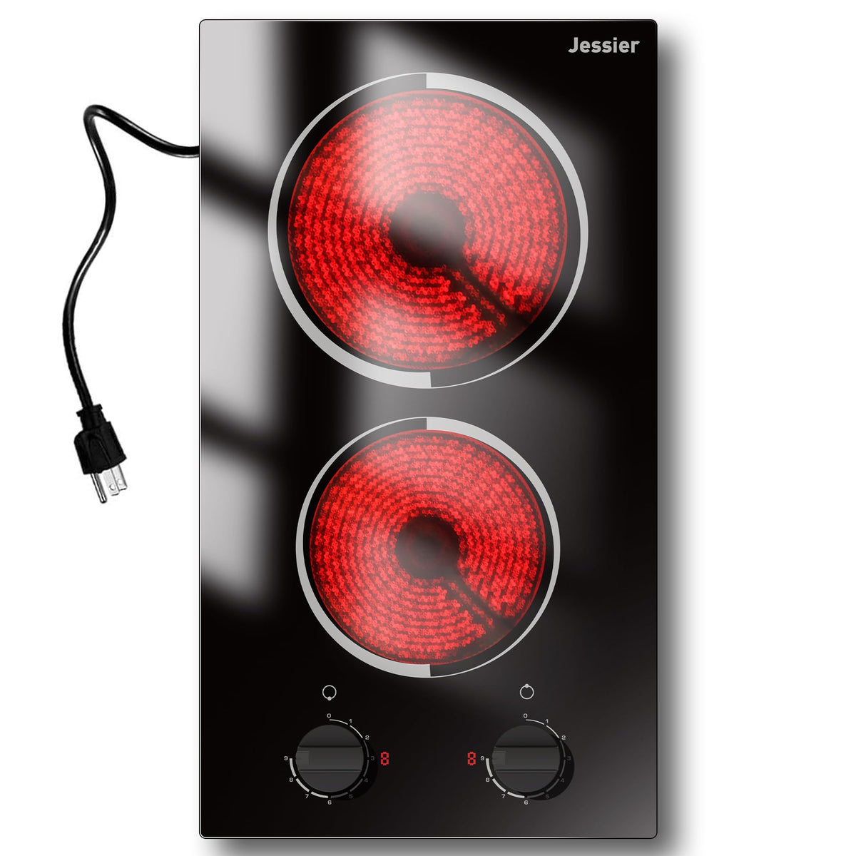 2 Burner Electric Cooktop 110V 2000W Countertop or Built-in