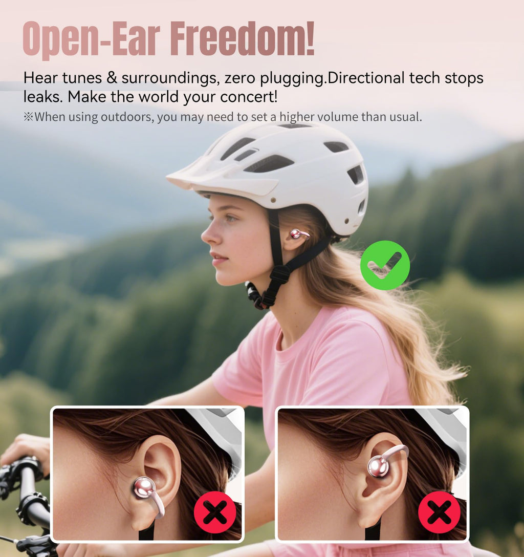 Kinglucky Clip-On Earbuds Gen 3, Open-Ear Wireless Bluetooth 6.0 Headphones with Mic, Secure Fit for Small Ears & Glasses Wearers, 50H Playtime, LED Digital Display, ENC, IPX5 Waterproof(Balck)